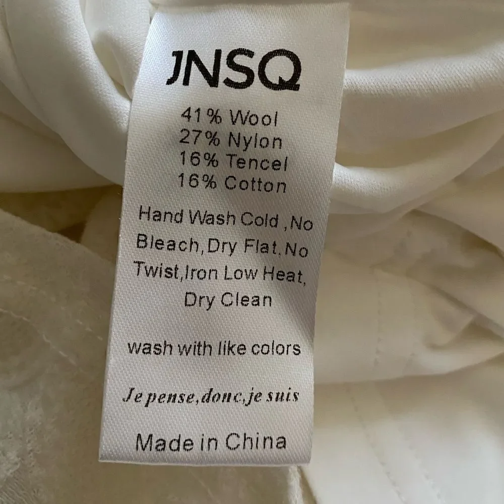 JNSQ Dress Cream Long Sleeve Wool Blend Maxi Cottage‎ Core Farmhouse Prairie 6
